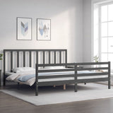 Bed Frame without Mattress Grey 200x200 cm Solid Wood Pine 3193813