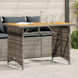Garden Table with Wooden Top Grey 110x68x70 cm Poly Rattan 366356