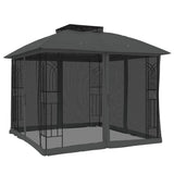Gazebo with Double Roof and Mesh Walls Anthracite 2.94x2.94 m Steel 368455