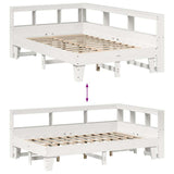 Bookcase Bed without Mattress White 120x200cm Solid Wood Pine 3324542