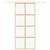 Sliding Door Gold 90x205 cm Clear ESG Glass and Aluminium 155185