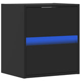 Wall-mounted Bedside Cabinets with LED Lights 2 pcs Black 3307964