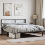 Metal Bed Frame without Mattress with Headboard Black 120x190cm 372274
