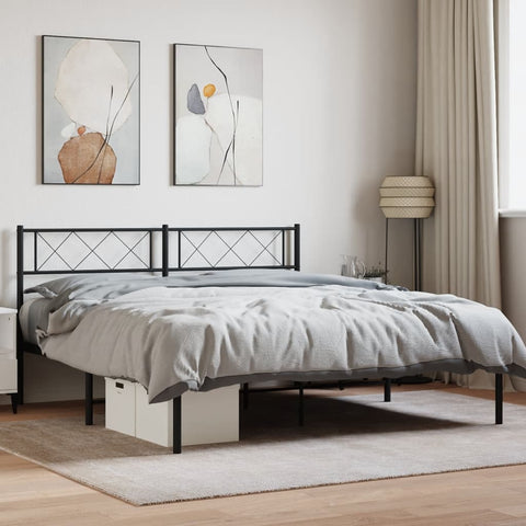 Metal Bed Frame without Mattress with Headboard Black 120x190cm 372274