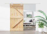 Sliding Door Natural and White 80 x 210 cm Solid Pine Wood 3445081
