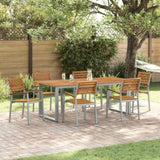 Garden Dining Set 7 pcs Grey and brown Solid acacia wood 3284349