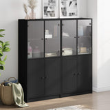 Bookcase with Doors Black 136x37x142 cm Engineered Wood 3206525