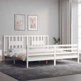 Bed Frame without Mattress White 200x200 cm Solid Wood 3194592