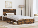 Bed Frame with Headboard Smoked Oak 90 x 190 cm Engineered Wood 3412841
