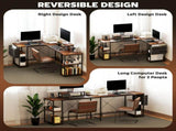 168cm Reversible L Shaped Desk, Industrial Corner Computer Desk with Adjustable Shelf and Storage T3398P329512