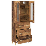 Highboard Old Wood 69.5 x 34 x 180 cm Engineered Wood and Glass 3415775