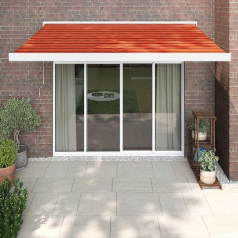 Retractable Awning Orange and Brown 3.5x2.5 m Fabric and Aluminium 3154542