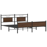 Metal Bed Frame without Mattress Brown Oak 180x200 cm Super King 3325136