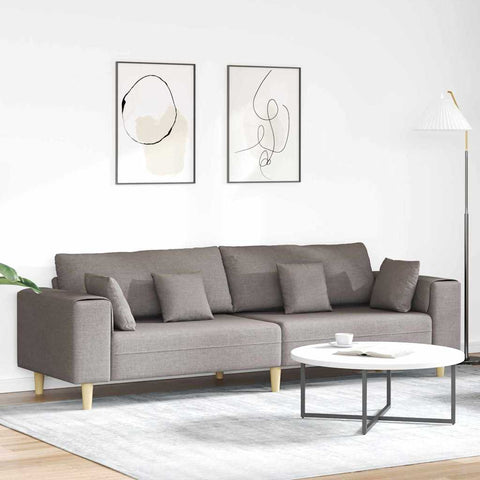 Fabric Sofa with Cushion Taupe 208 cm Fabric 3335148