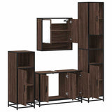 ZNTS 4 Piece Bathroom Furniture Set Brown Oak Engineered Wood 3301224