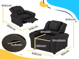 Kids Recliner Chair, PU Leather with Adjustable Backrest, Footrest, Padded Headrest, Black T3398P421963