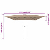 Garden Parasol Taupe 295 x 295 x 245 cm Polyester and Steel 42003655