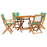 ZNTS 5 Piece Garden Dining Set Leaf Pattern Fabric and Solid Wood 3281704