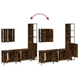 4 Piece Bathroom Cabinet Set Smoked Oak Engineered Wood 3214752
