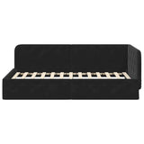Corner Bed Frame with Headboard Black 100 x 200 cm Velvet 42016548