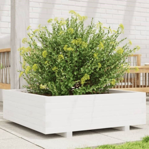 ZNTS Garden Planter White 80x80x26.5 cm Solid Wood Pine 847309
