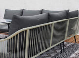 6 Piece Garden Furniture Set, Garden Corner Sofa Set with Thickened Cushions, Glass Top Table and T3398P320153