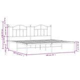 Metal Bed Frame without Mattress with Headboard White 193x203cm 353494