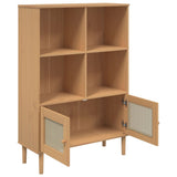 Bookcase SENJA Rattan Look Brown 90x35x130 cm Solid Wood Pine 358061