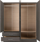 ZNTS Nevada 4 Door 2 Drawer Mirrored Wardrobe 100-101-130