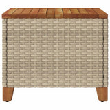 Garden Table Beige 45x45x37 cm Poly Rattan Acacia Wood 366327