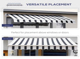 Manual Retractable Awning, 2.5x2 m-Dark Blue/White Stripes T3398P310342