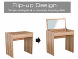 Dressing Table with Mirror and Stool, Vanity Makeup Table with Flip Up Mirror, Vanity Desk with T3398P329583