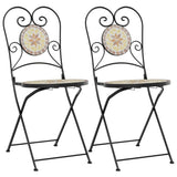 Bistro Chairs Foldable 2 pcs Terracotta and White Ceramic 4003407
