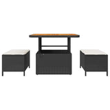 Garden Dining Set Black Poly Rattan 42007917