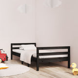 Bed Frame without Mattress Black 75x190 cm Small Single Solid Wood Pine 821643