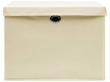 Storage Boxes with Lid 10 pcs Cream 32x32x32 cm Fabric 288360