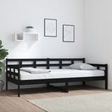 Day Bed Black Solid Pine Wood Single Convertible 820361