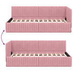 Corner Bed Frame with Headboard Pink 100 x 200 cm Velvet 42016279