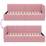 Corner Bed Frame with Headboard Pink 100 x 200 cm Velvet 42016279