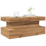 ZNTS Coffee Table with LED Lights Artisian Oak 90x50x40 cm 857715