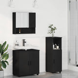 Bathroom Furniture Set 3 pcs Black Engineered wood & Metal 3392944