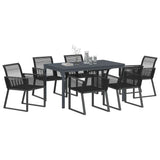 Garden Dining Set 7 pcs Black Poly Rattan 3378820