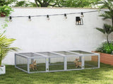 Wooden Rabbit Hutch Cage 6ft with Wire Mesh, Openable Roof, Play Space for Outdoor, Grey T3398P350031