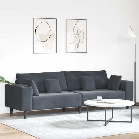 Velvet Sofa with Cushion Dark Grey 208 cm Velvet 3335154