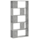 Bookcase 5-Tier Concrete Grey 80,5x23,5x162,5 cm Engineered Wood 852774