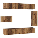 TV Cabinet Set Wall-mounted 8 pcs Old Wood Engineered Wood 3393132