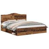Bed Frame with Headboard Old Wood 200 x 200 cm Solid Pine Wood 3413270