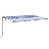 Manual Retractable Awning with LED 500x300 cm Blue and White 3069141