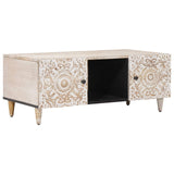 Coffee Table White 100 x 54 x 40 cm Solid Mango Wood 4018380