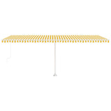 Freestanding Manual Retractable Awning 600x300 cm Yellow/White 3069598